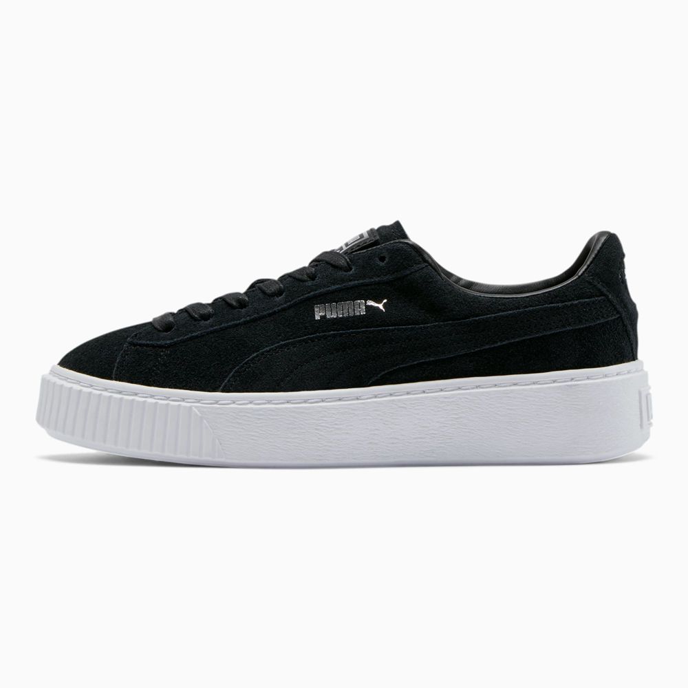 Puma Suede Platform Női Sportcipő - Fekete/Fehér ( Hungary - BJQWK1254 )
